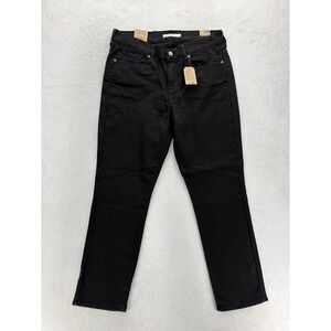 Levis Classic Straight Jeans Womens 14 Black Dark Wash High Rise Stretch Denim